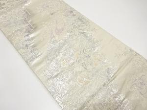 孔雀に花唐草模様織り出し袋帯